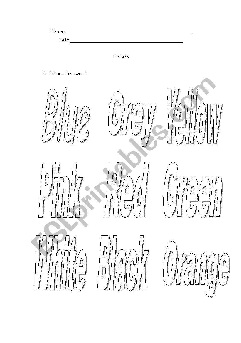 Colours worksheet