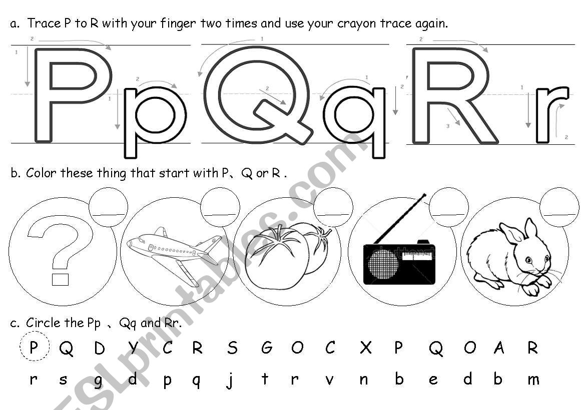 Trace P to R worksheet