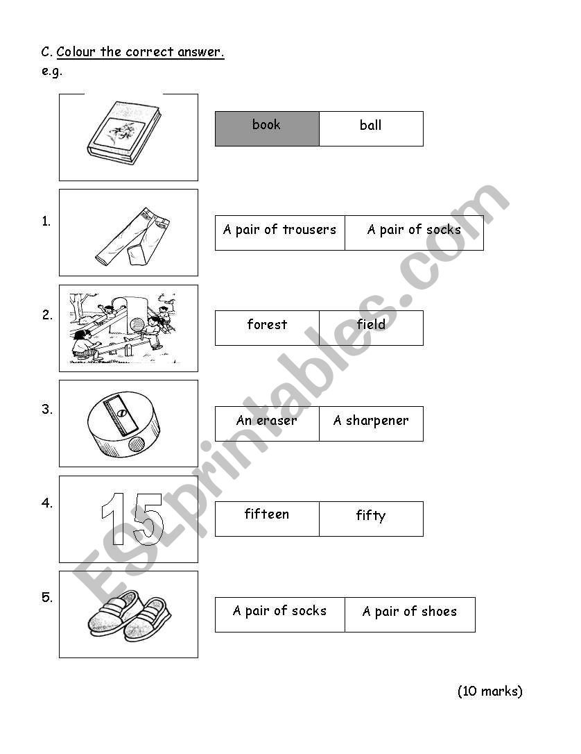 diagnostic test worksheet