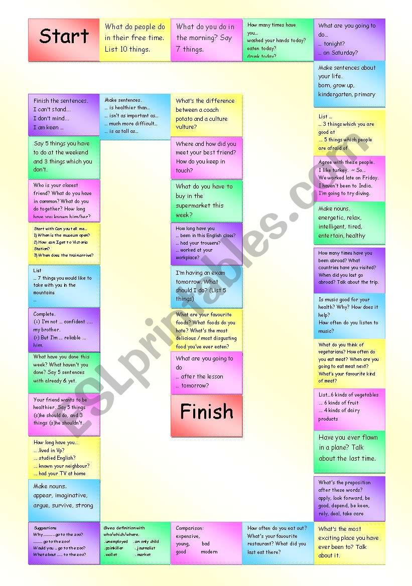 Pre-intermediate 1. end-term boardgame (for Total English)