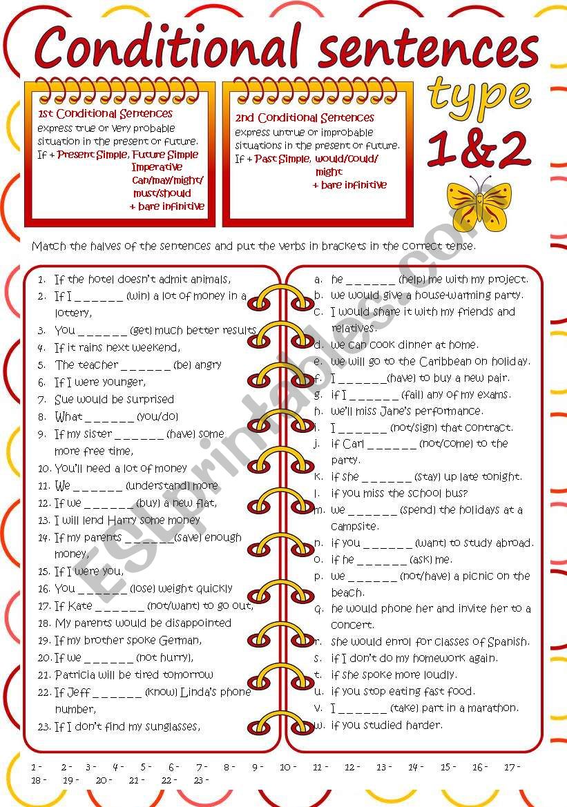 Conditional sentences - Type 1&2 (B&W + KEY included)