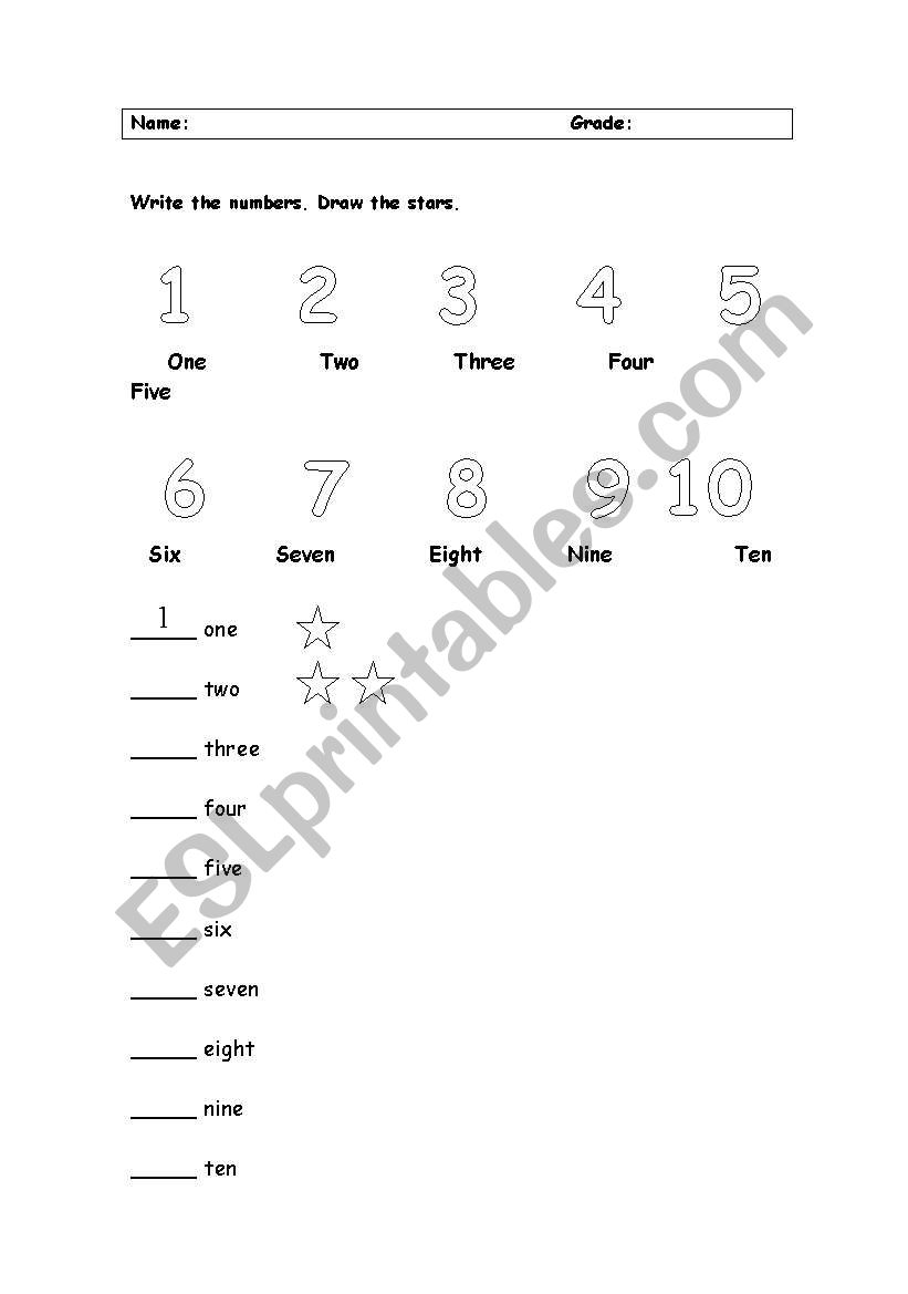 Numbers worksheet