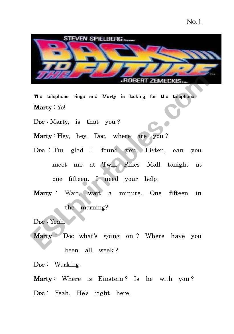 Back to the future script worksheet