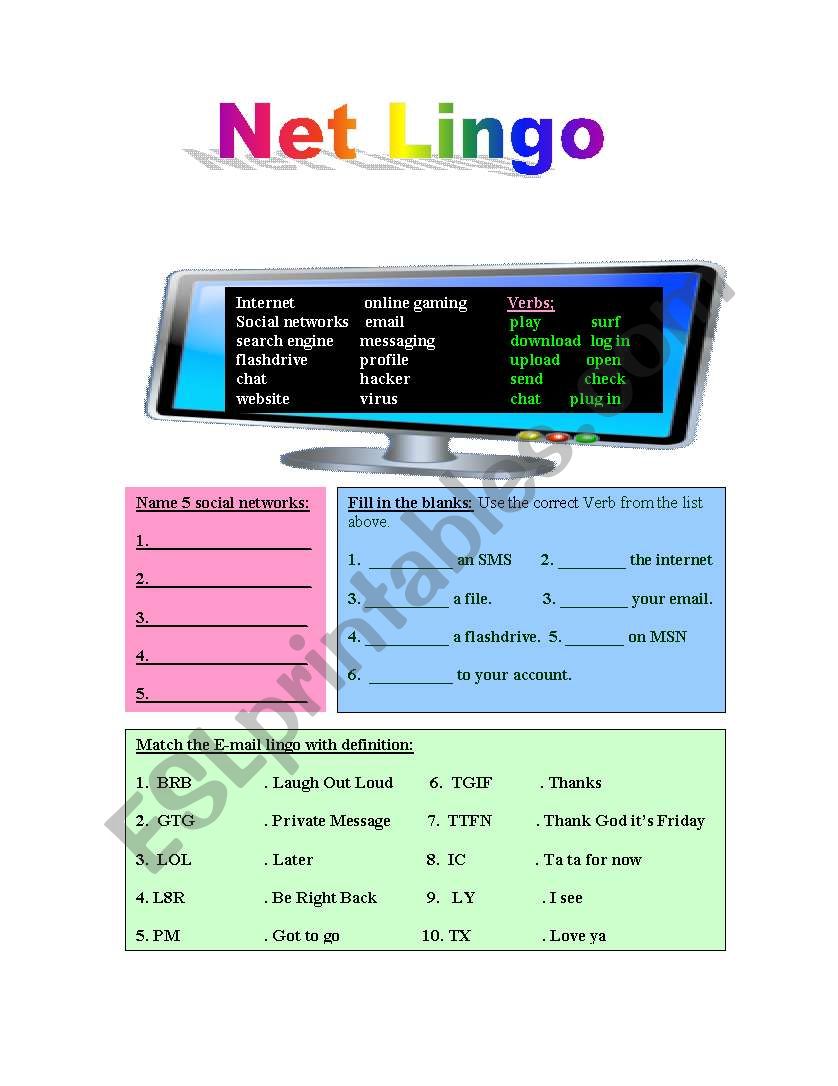 Net Lingo Updated worksheet