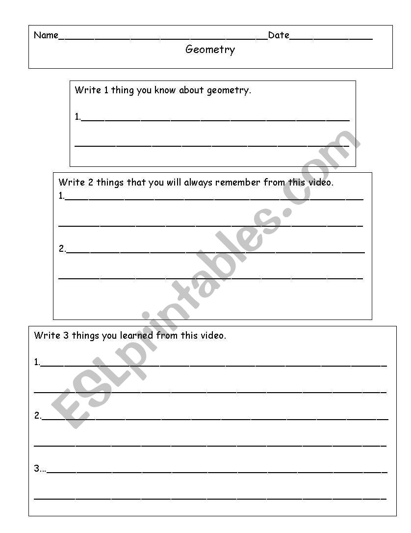 3-2-1 Geometry worksheet