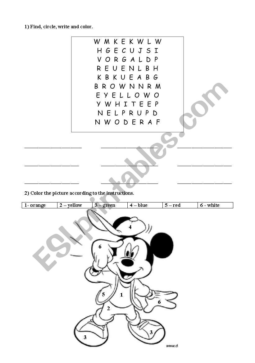 COLORS worksheet
