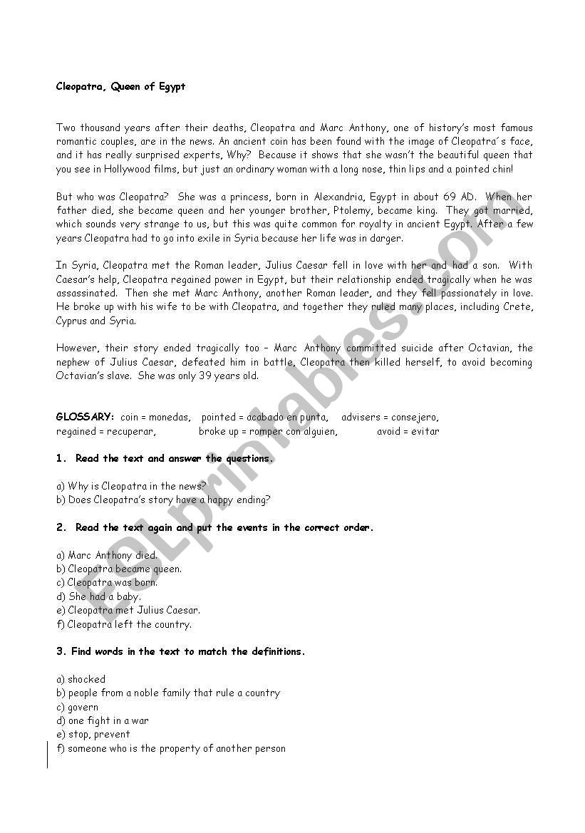 Reading 4Âº Eso worksheet