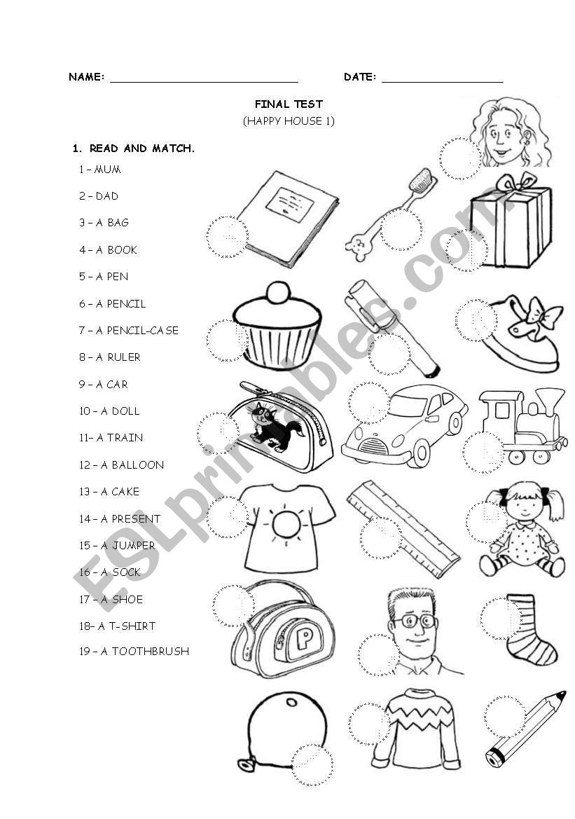 HAPPY HOUSE 1 - TEST worksheet