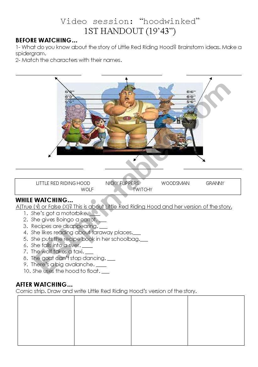 Hoodwinked worksheet