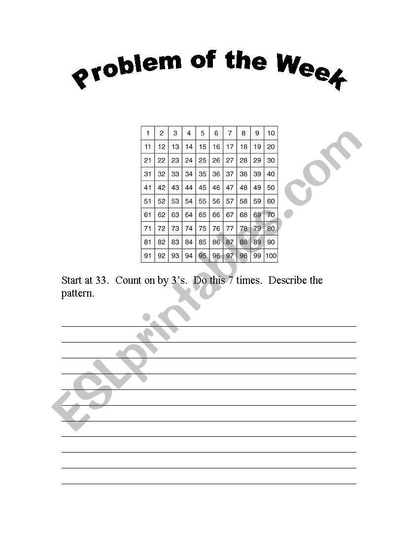 Math Problem of the Week worksheet