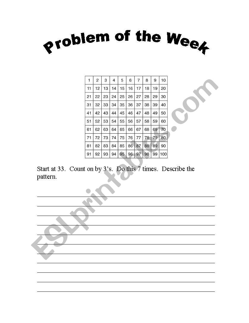 Math Problem of the Week worksheet