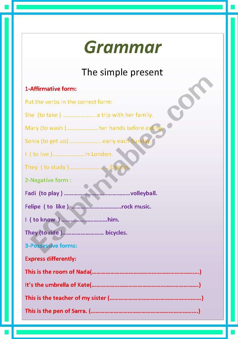 grammar worksheet