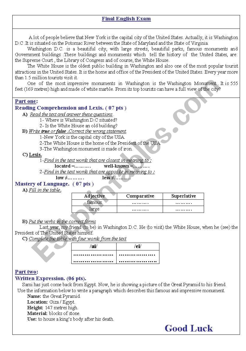 W.D.C worksheet