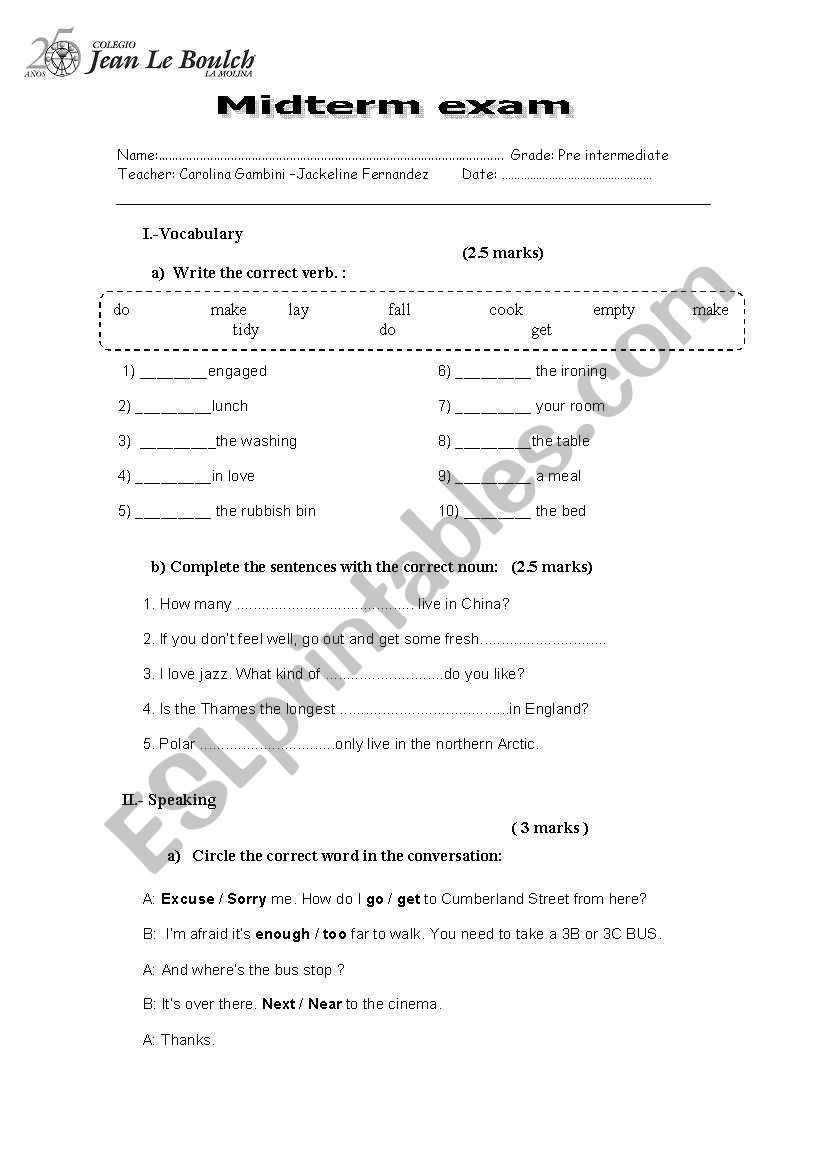 adjectives worksheet