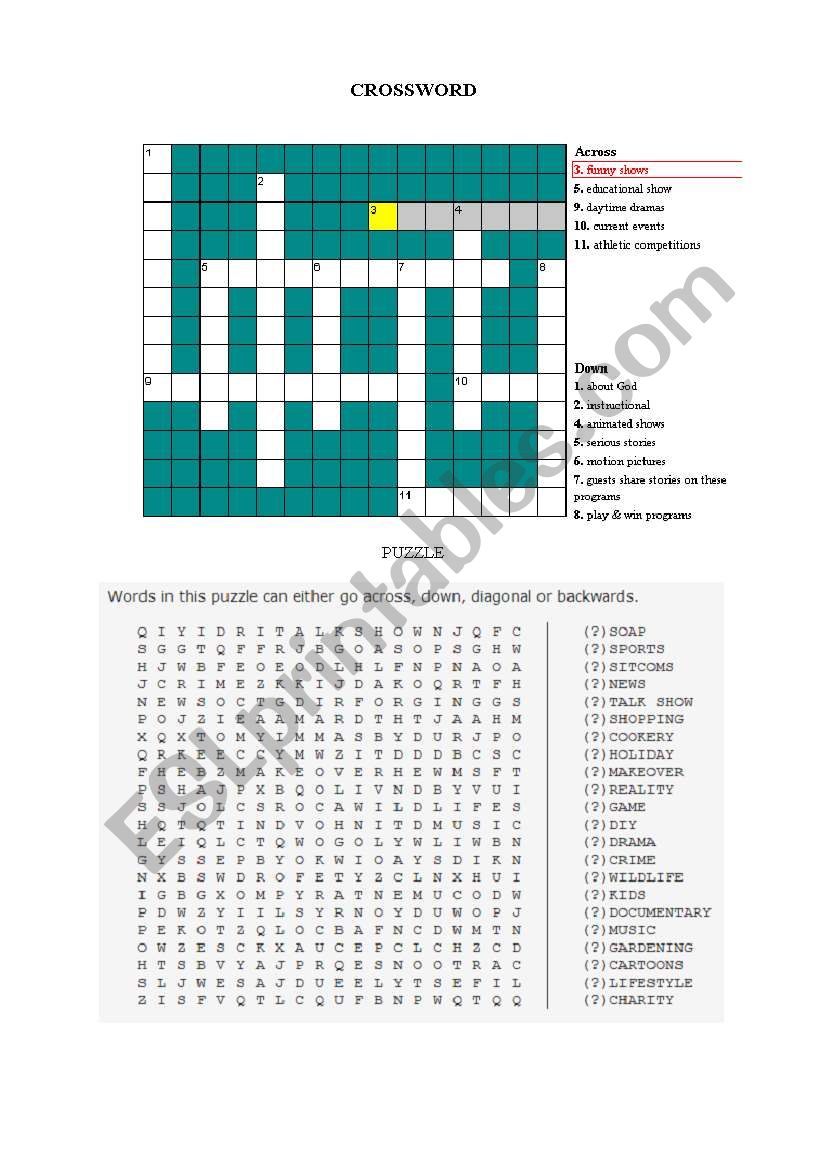 TV Programms - Crossword and Puzzle
