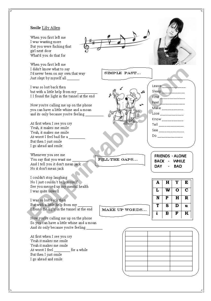 SMILE Lily ALLEN worksheet