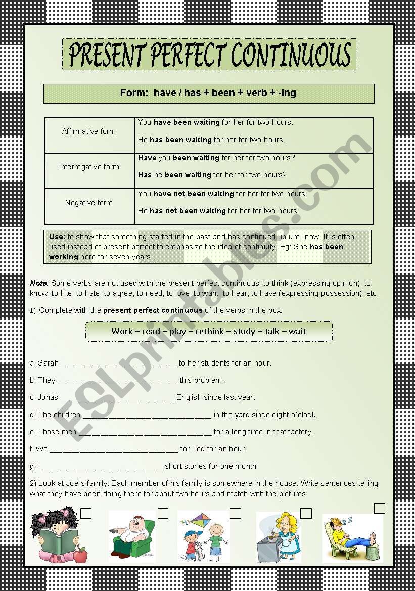 Present Perfect Continuous-rules and practice