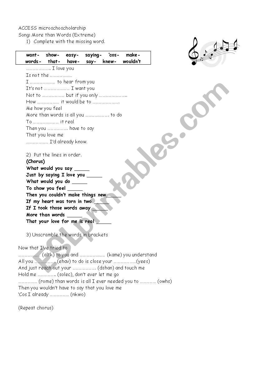 more than words worksheet