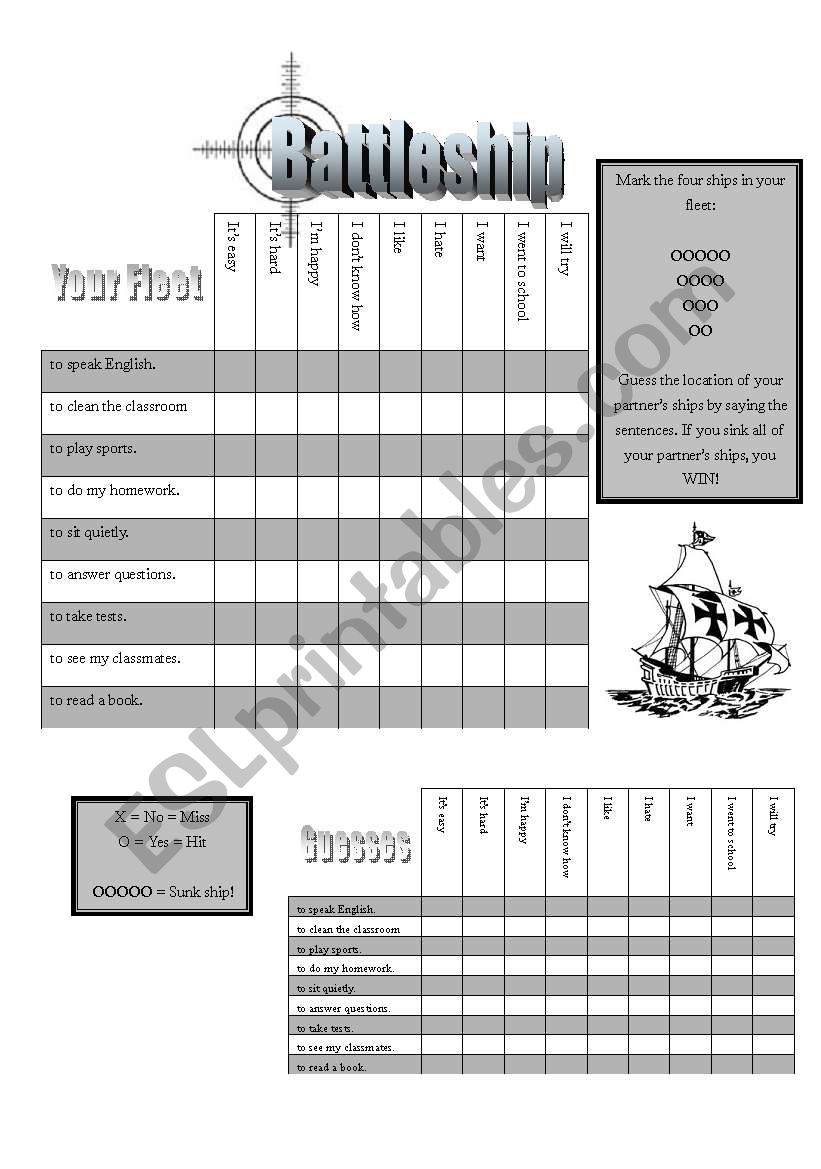 Battleship!  worksheet