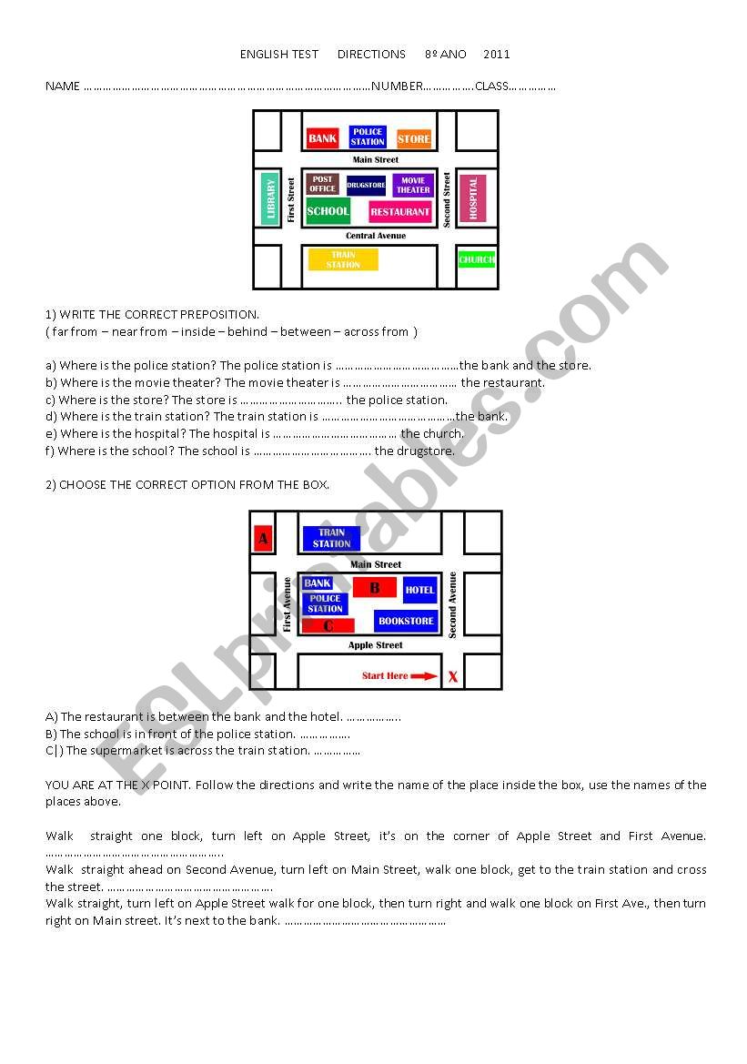 Giving Directions worksheet