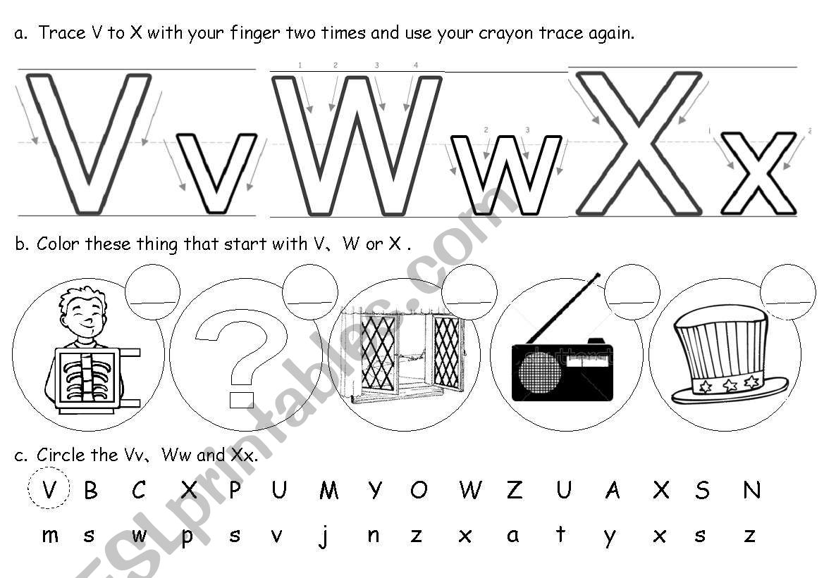 Trace V to X worksheet