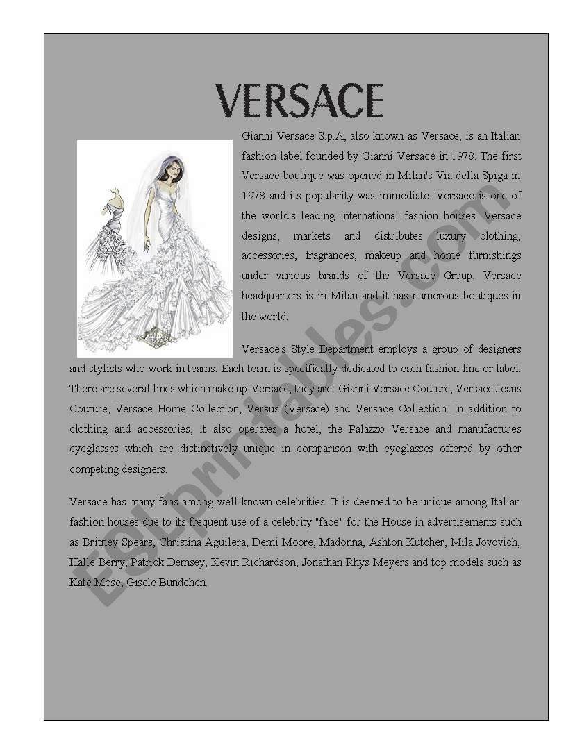 Designer Label 1 ( Versace) worksheet