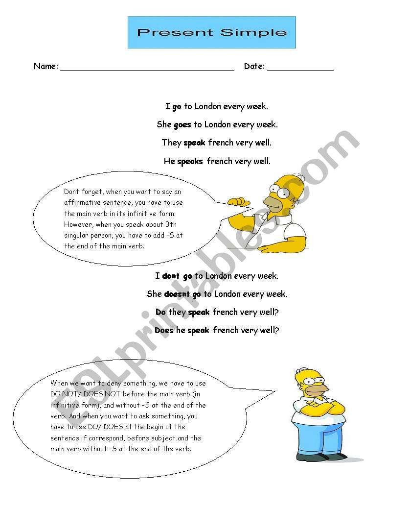 present simple worksheet