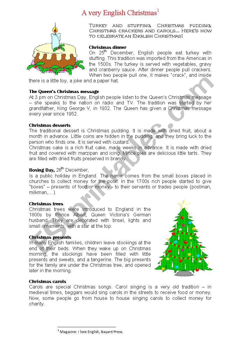 English Christmas worksheet