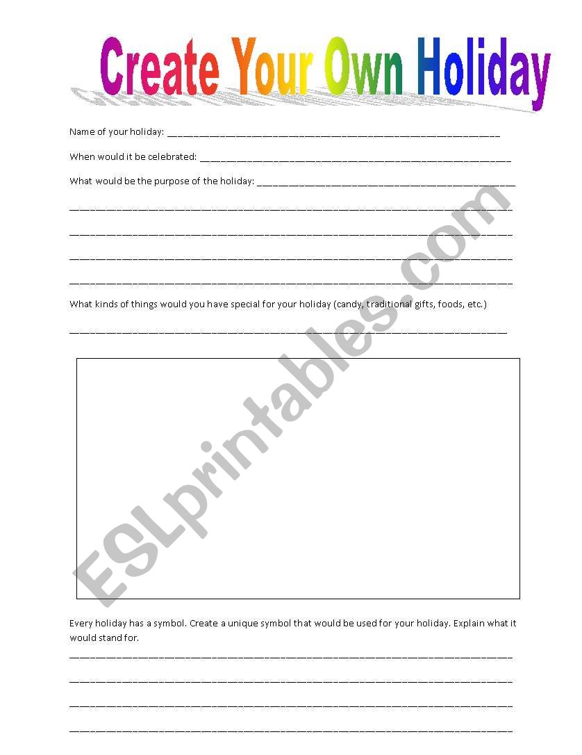 Create Your Own Holiday worksheet
