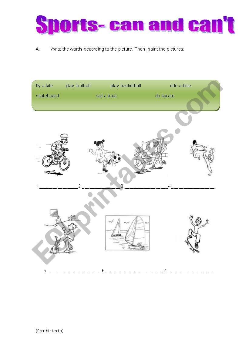 SPORTS worksheet