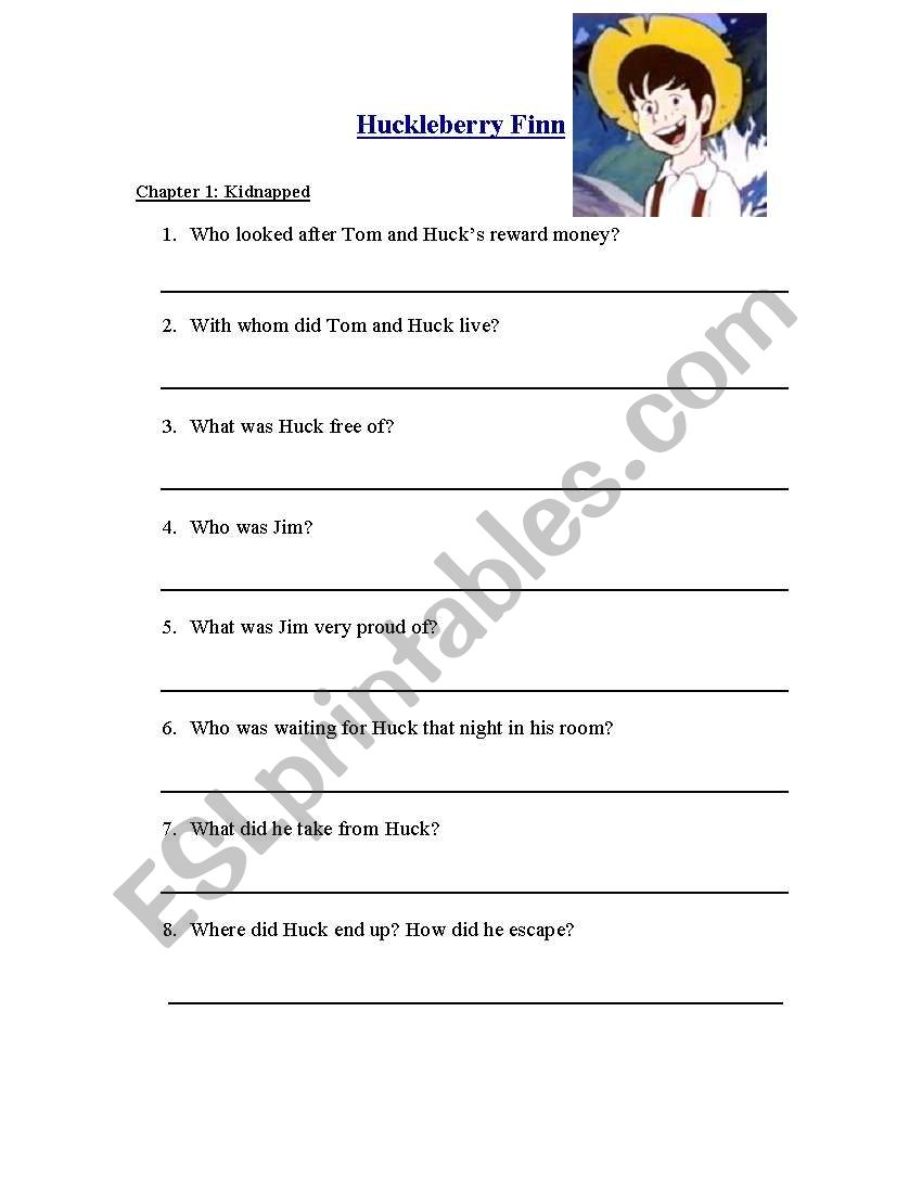 huckleberryfinn worksheet