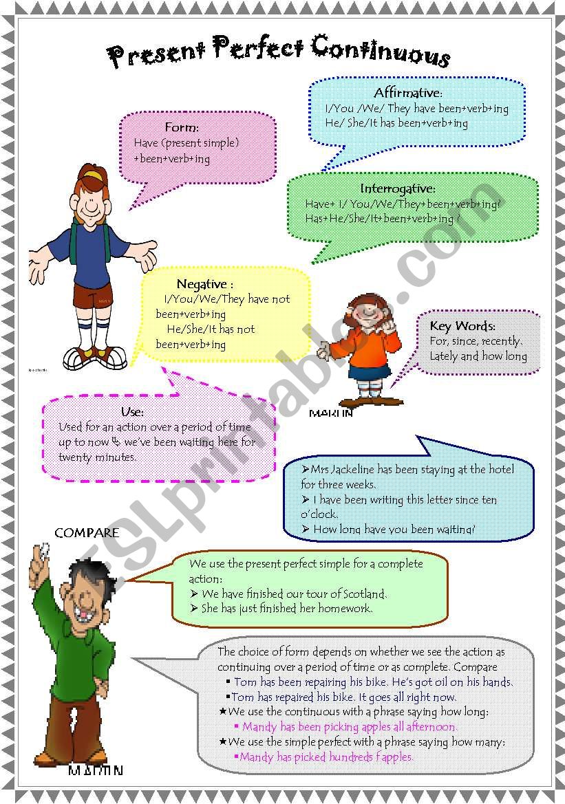 Present Perfect Continuous (W B and Key included)