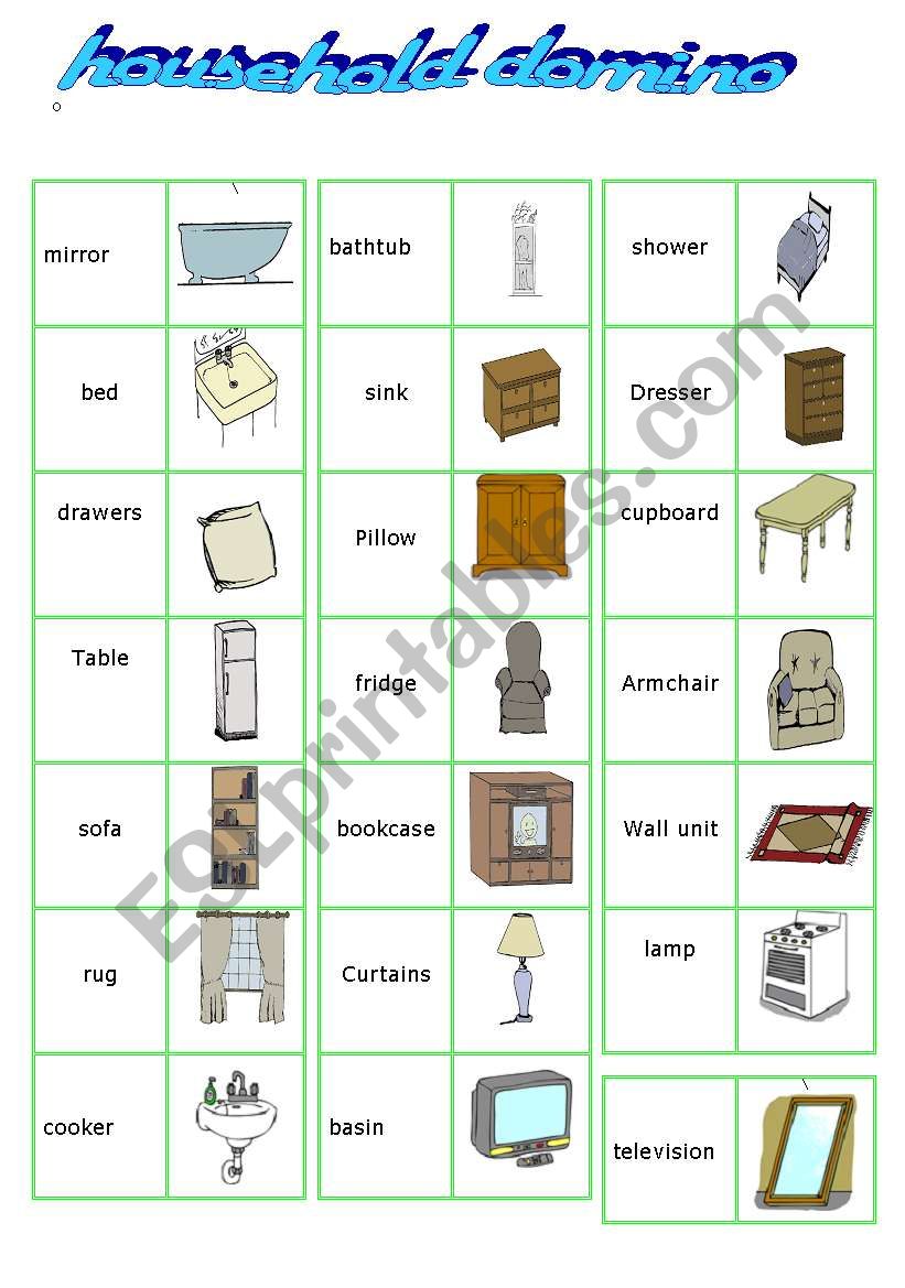  house hold domino worksheet