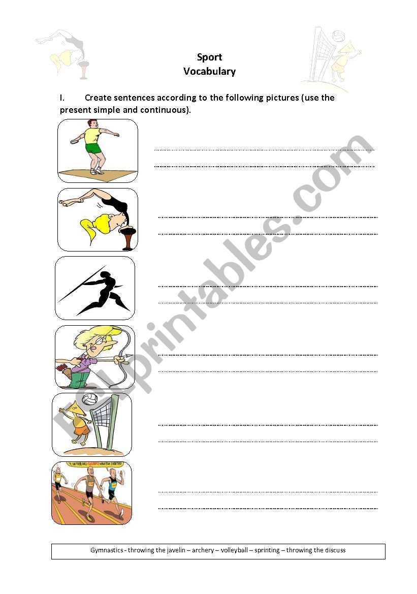 Sport Vocabulary  worksheet