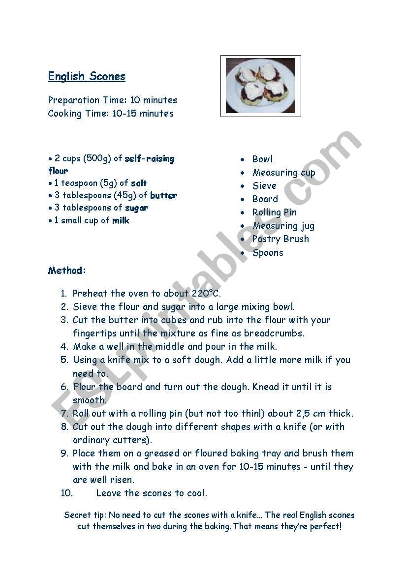 English Tea Scones worksheet