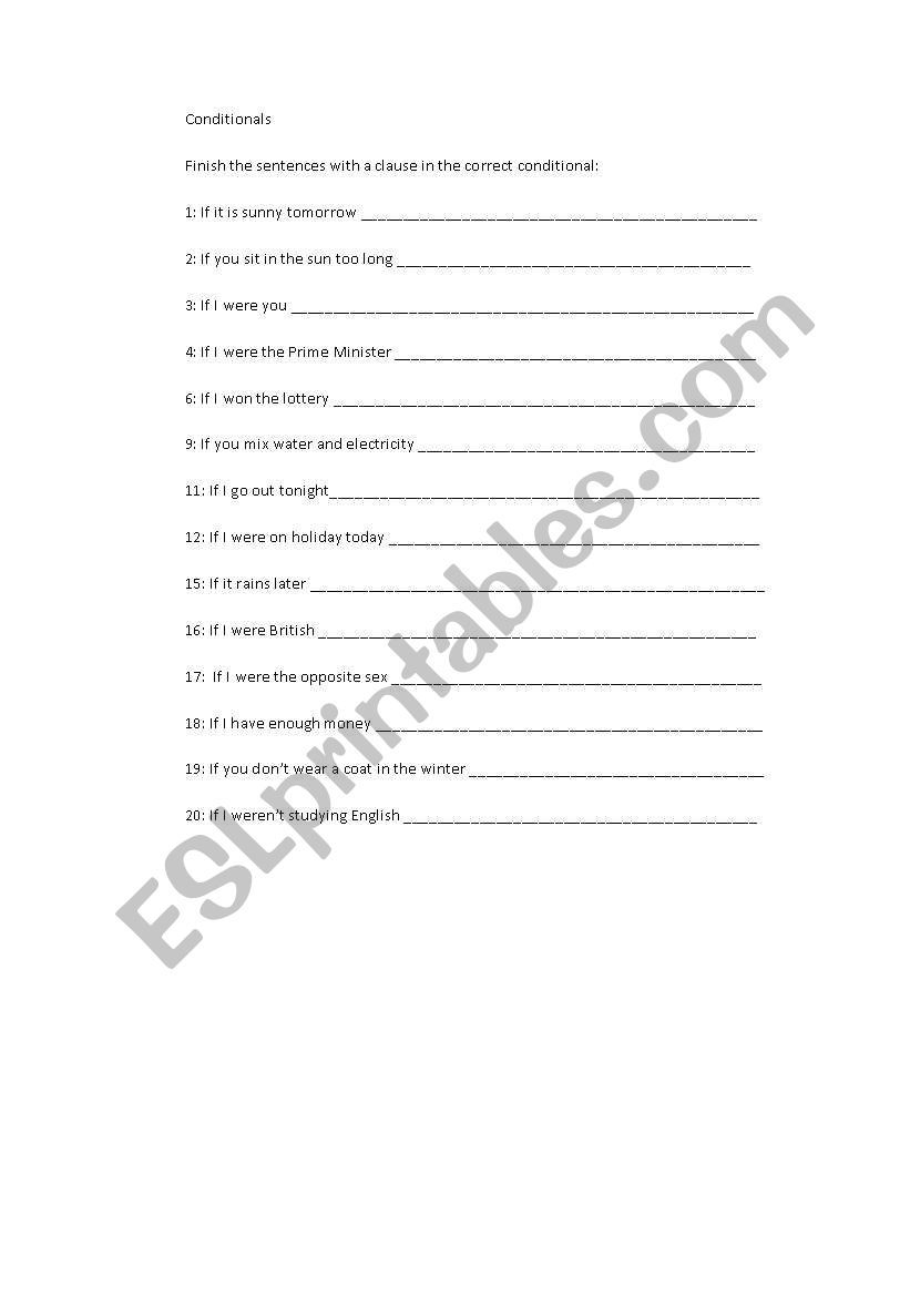 conditional worksheet worksheet