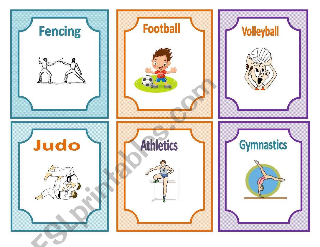 Sports flashcards worksheet