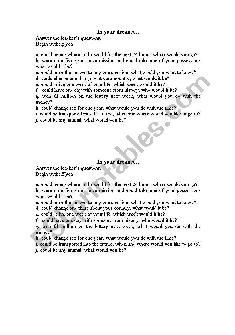 second conditional worksheet