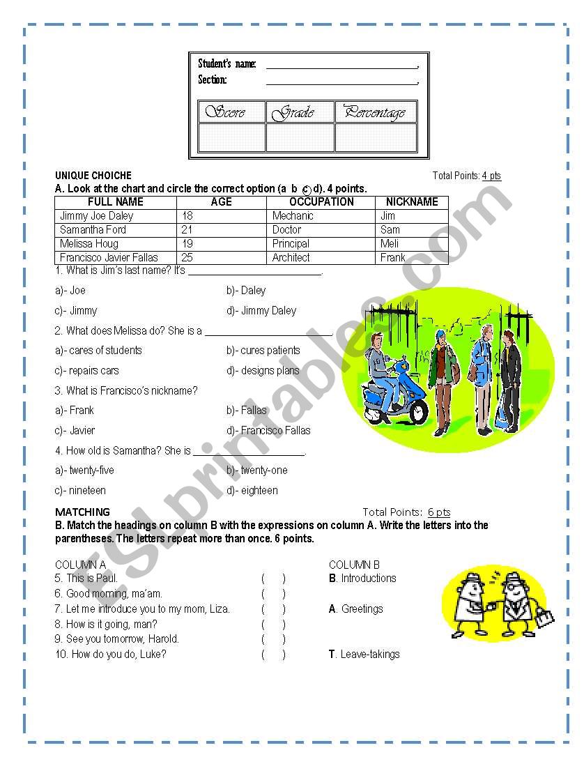 Meeting people worksheet