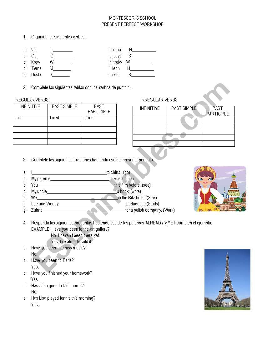 Present perfect worksheet