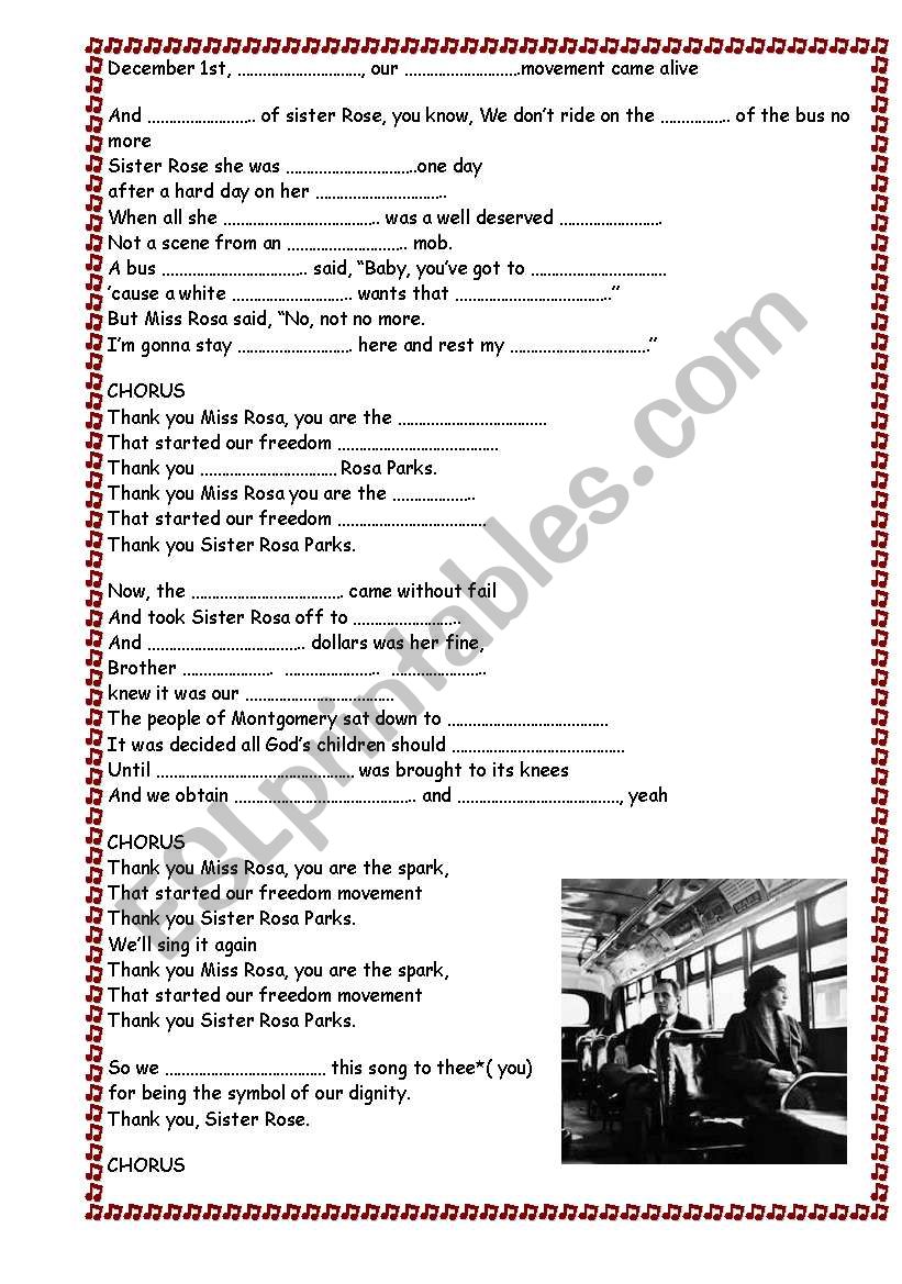 sister Rosa Parks worksheet