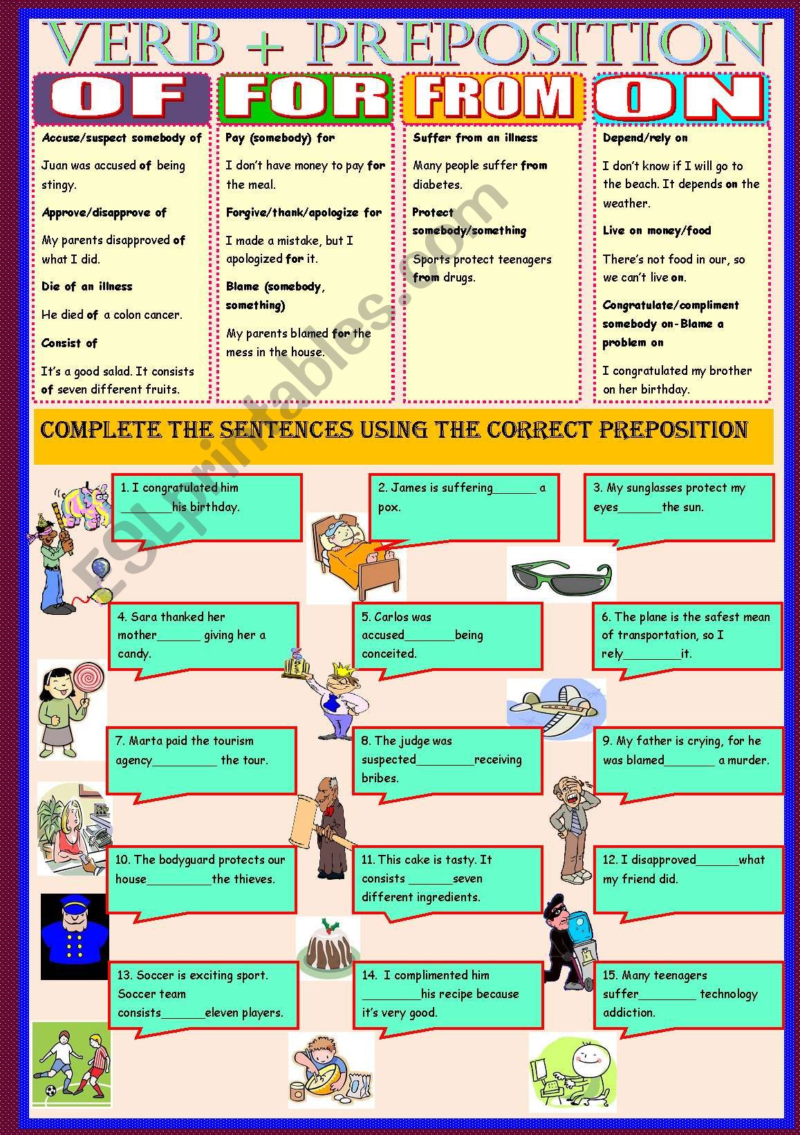 verbs+preposition-of-for-from-on