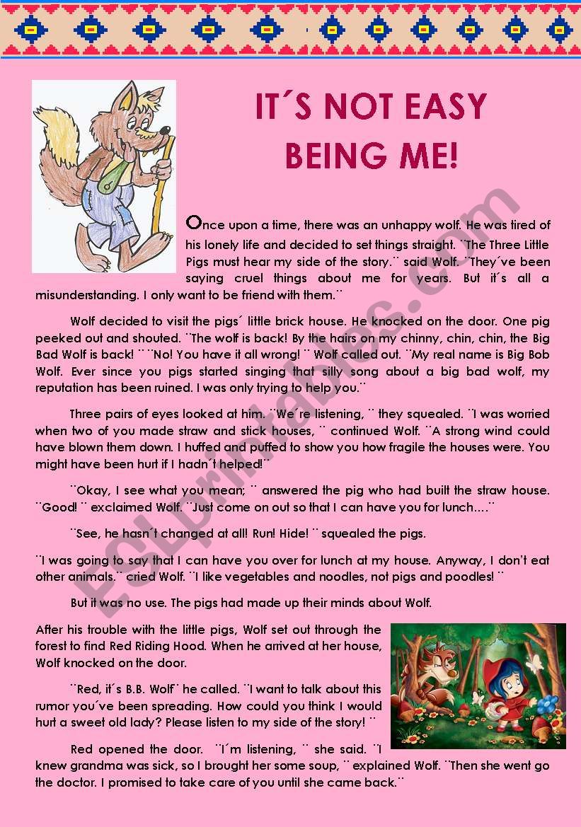 ITS NOT EASY BEING ME! worksheet