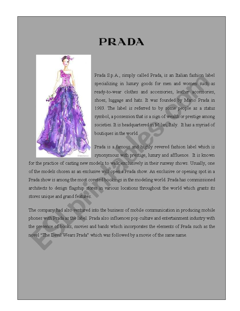 Designer Label 4 ( Prada) worksheet