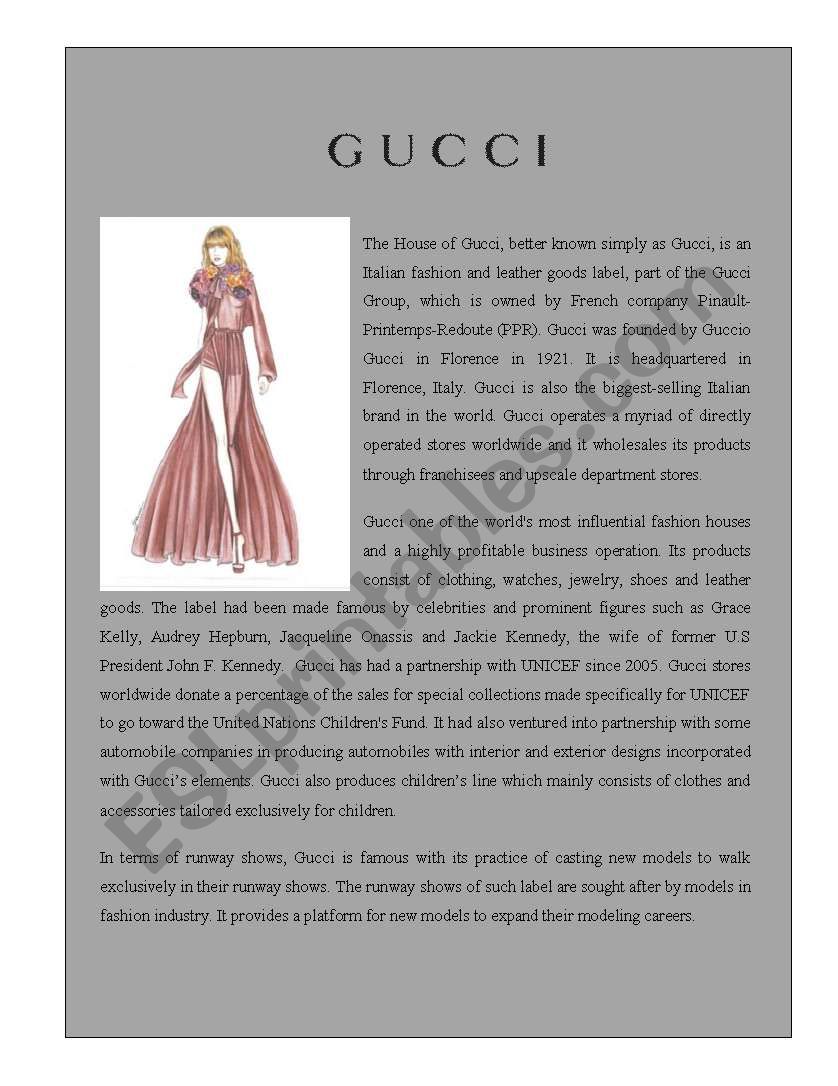 Designer Label 5 ( Gucci) worksheet