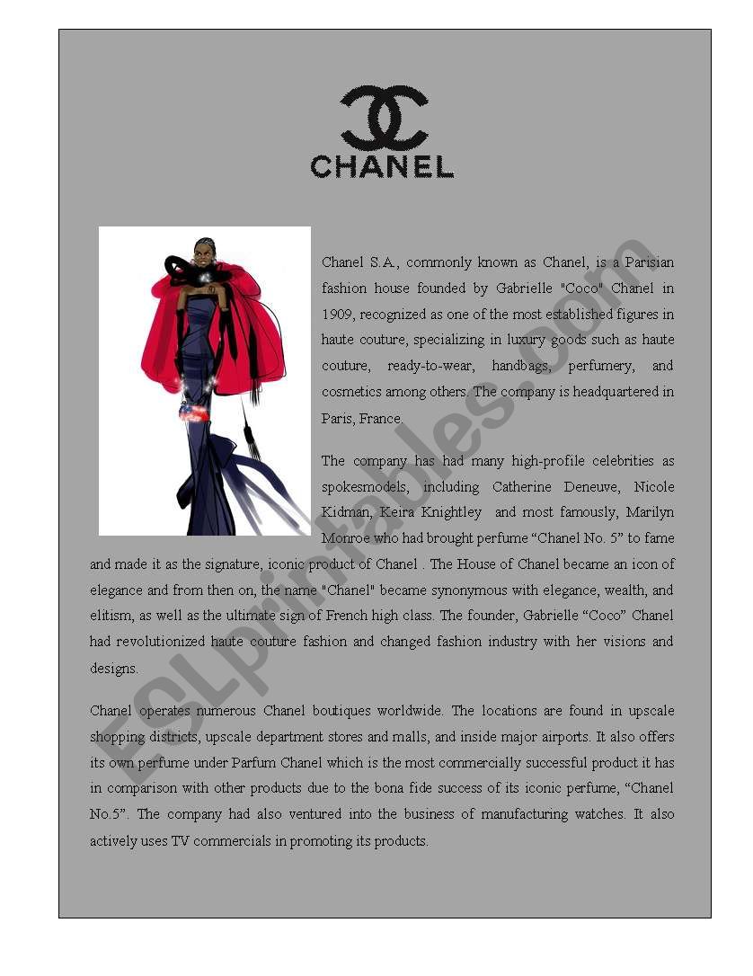 Designer Label 6 ( Chanel) worksheet