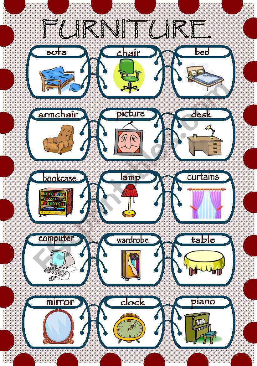 furniture pictionary worksheet