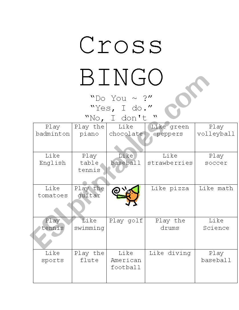 What do you like? BINGO worksheet