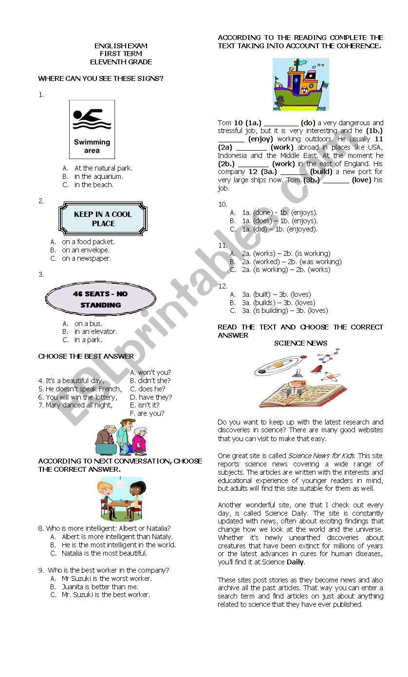 test worksheet