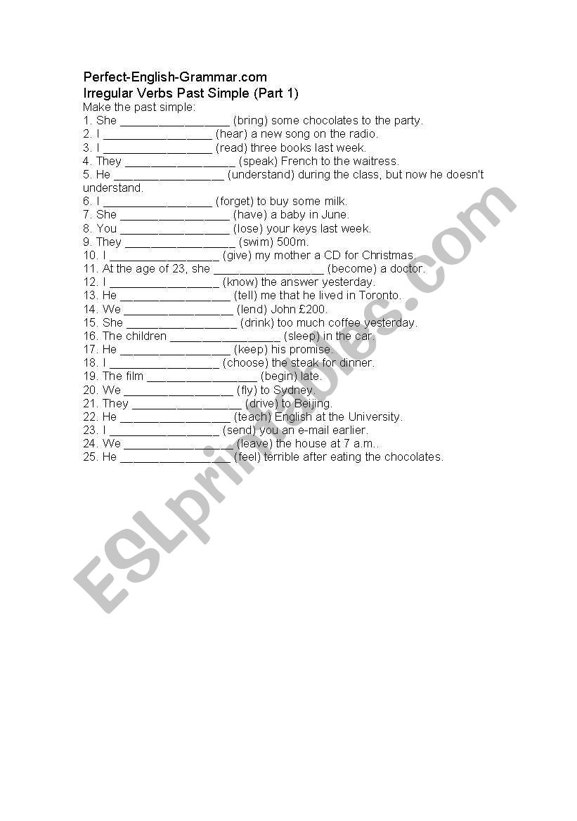 Simple past worksheet